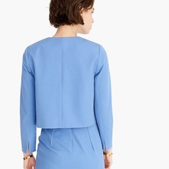 JCrew Women’s 365 Cropped Collarless Blazer in Light Blue - Picture 3 of 10